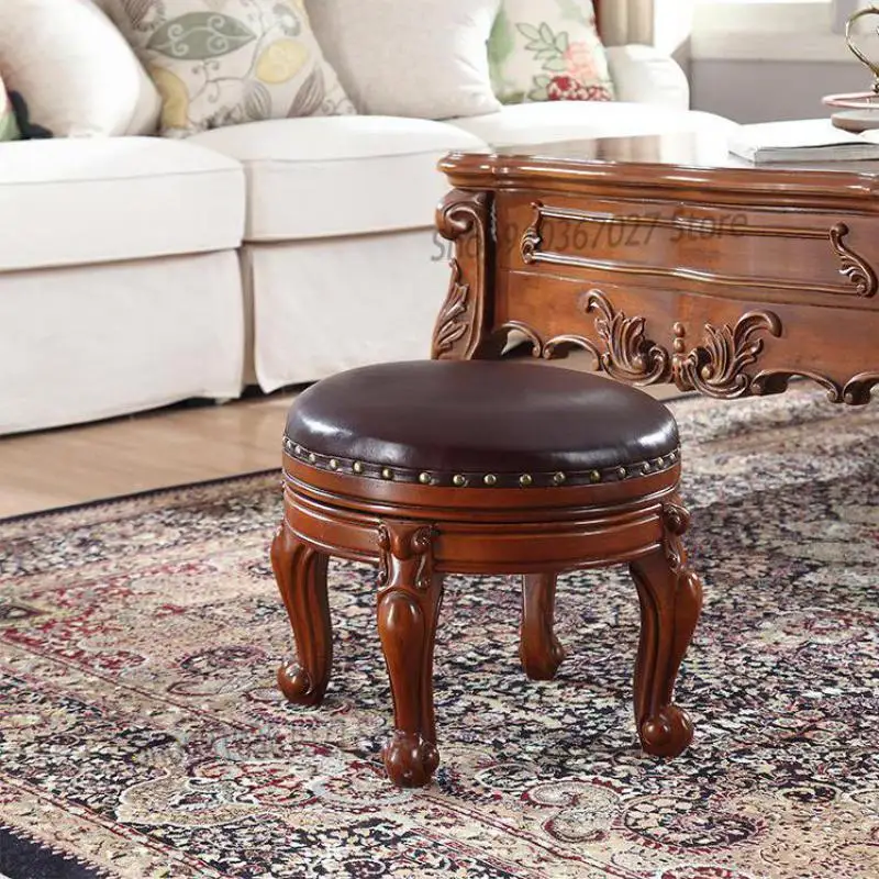 Американский табурет из массива дерева в стиле ретро для гостиной дивана