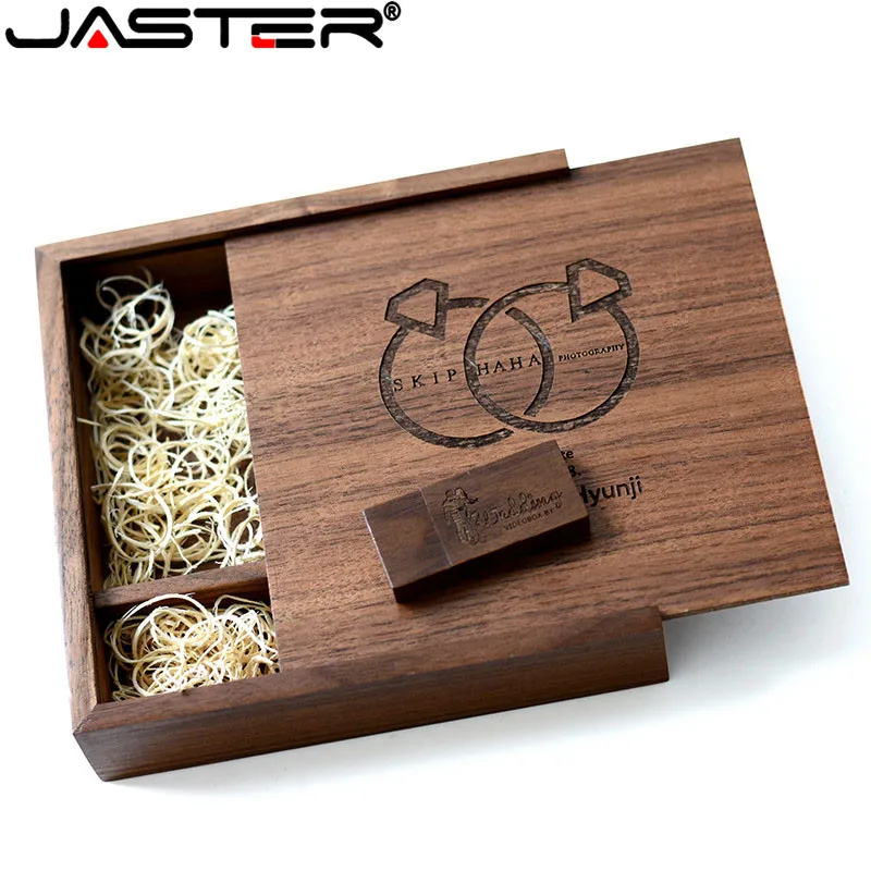 Фотоальбом JASTER (10 шт. с бесплатным логотипом) уникальный из орехового дерева USB +