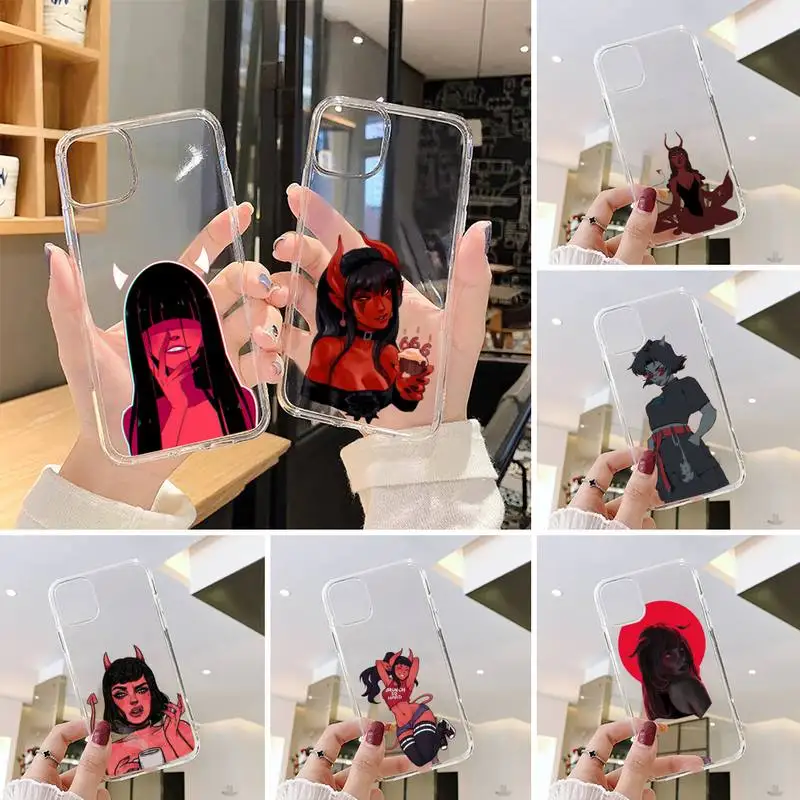 

anime Devil woman Phone Case Transparent for iPhone 7 8 11 12 s mini pro X XS XR MAX Plus cover Clear mobile bag