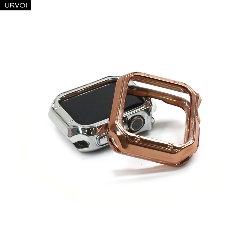 Чехол URVOI Armor для Apple Watch series 7 6 SE 5 4 3 2 1 металлический окрашенный зеркальный чехол