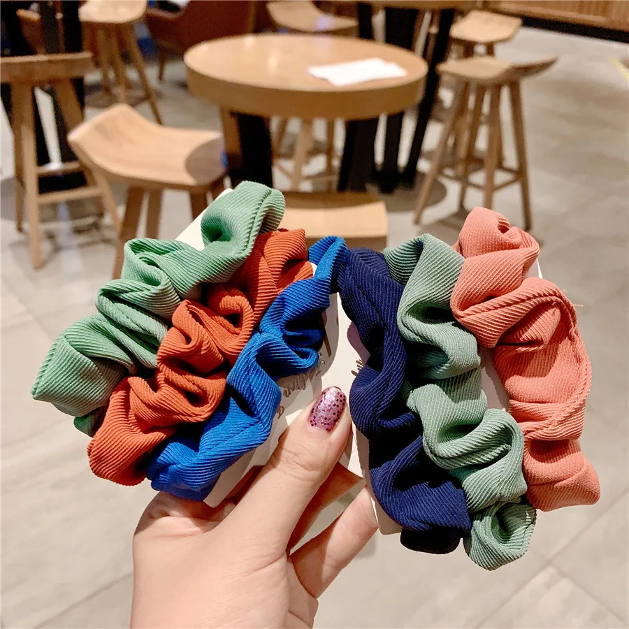 

3Pcs/Set Women Girls Scrunchies Solid color Elastic Handmade Soft Multicolor Hair Band Ponytail Holder Headband Hair Accessories