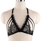 Женский черный кружевной бюстгальтер в клетку, сексуальные эластичные регулируемые топы, ремни для нижнего белья, Одежда для танцев в клубе