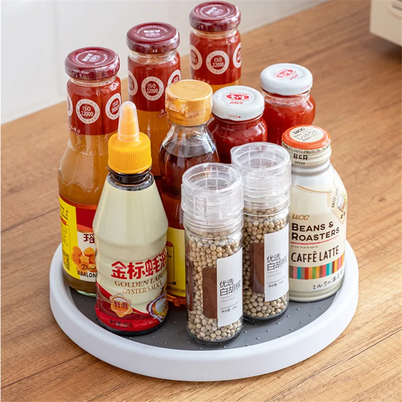 

Вращающийся на 360 ° органайзер для кухонных приправ, круглая стойка для специй, стеллаж для хранения приправ, освещение для кухни и ванной ко...