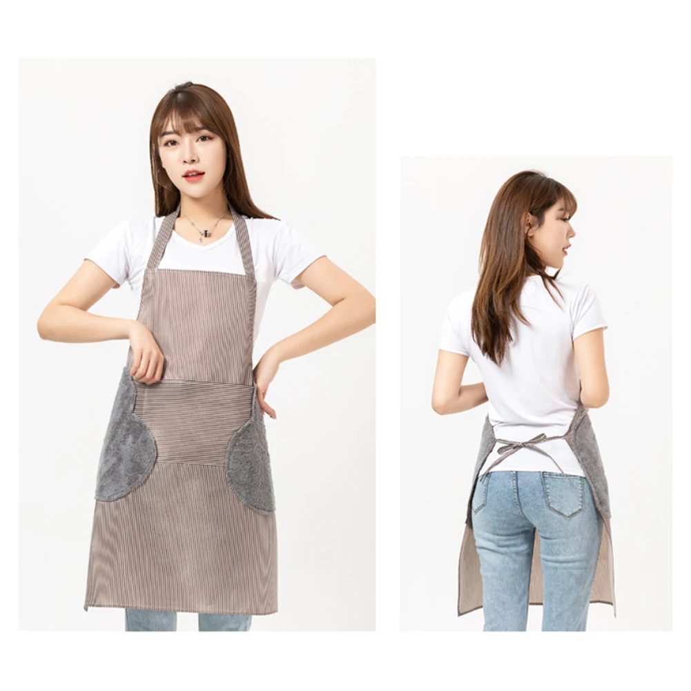 

Bib Apron Waterproof Kitchen Apron With Large Middle Pocket Towels Oil Proof Cooking Kitchen Aprons For Men Women Dropshipping