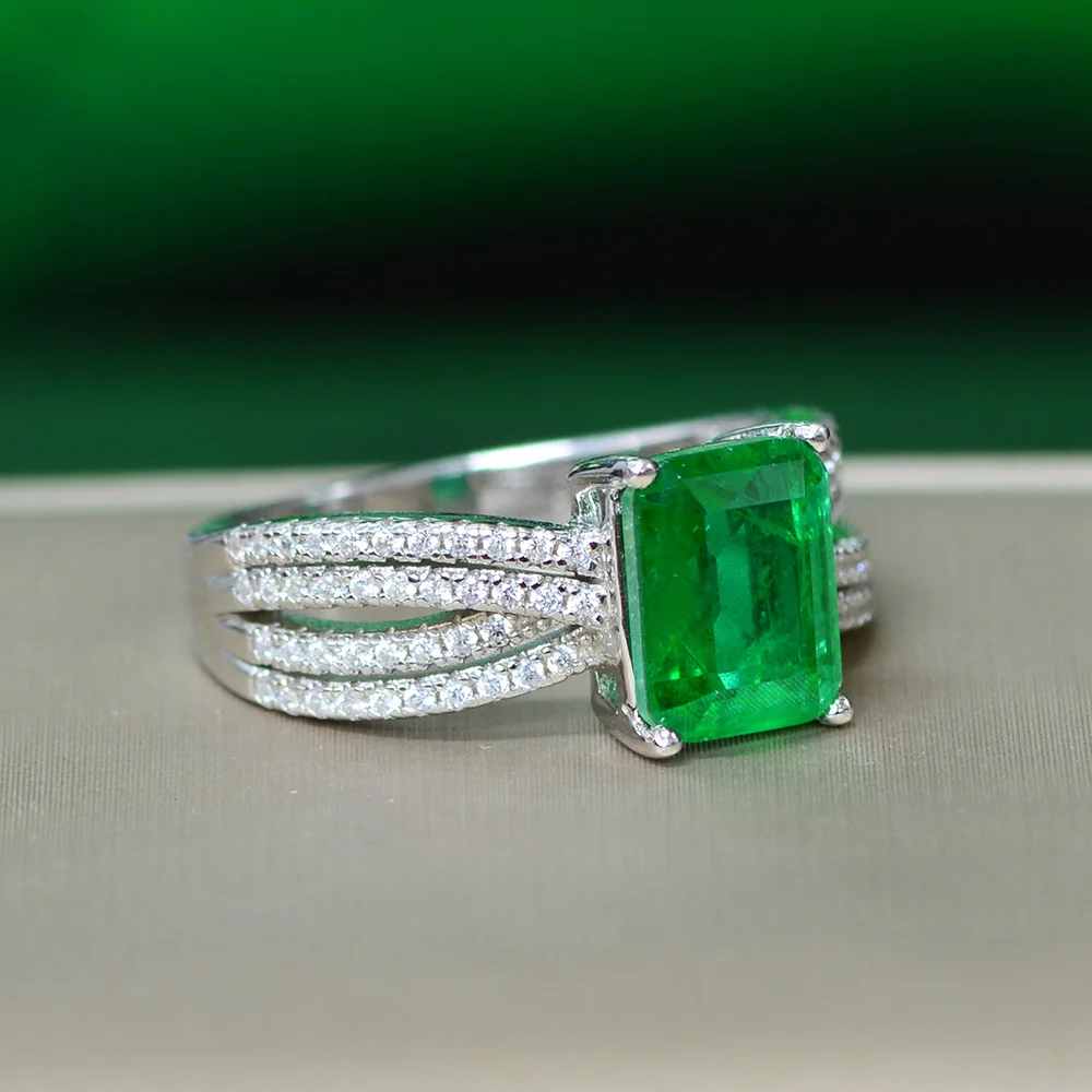 

Wong Rain Vintage 100% 925 Sterling Silver Created Moissanite Emerald Gemstone Wedding Engagement Ring Fine Jewelry Wholesale