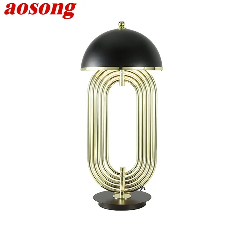 

AOSONG современсветодиодный ная настольная лампа E27 черно-золотистая креативная настольная лампа домашнее декоративное освещение для фойе го...