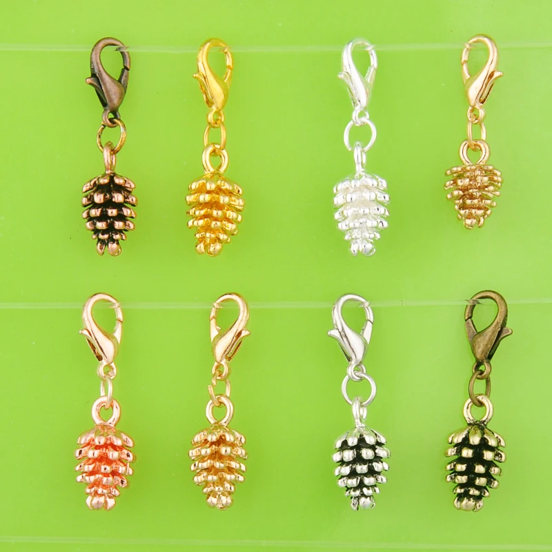 DIY серебро розовое золото лак 3D эмаль сосновый конус Подвески с застежкой омар