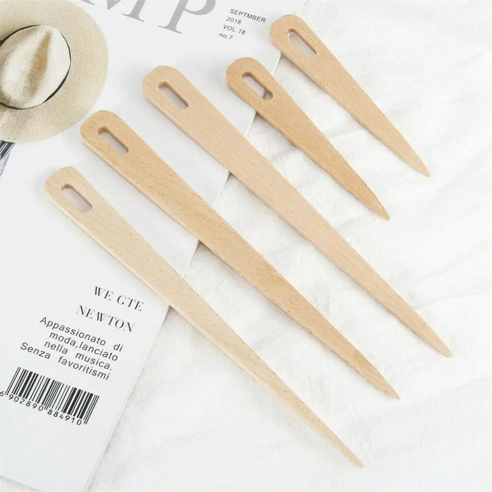 

1PC DIY Weaving Tool Wood Woven Sweater Scarf Tapestry Single DIY Hook Bobbin Head Loom Tools Crochet Stick I4L3