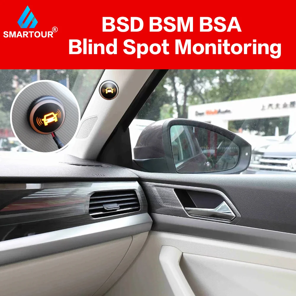 

Система контроля слепых зон Smartour BSM для автомобиля, 12 В, система обнаружения радара, ультразвуковой сенсорный помощник с функцией помощи при...