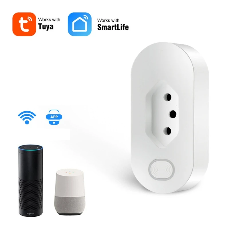 16A Brazil Intelligent Socket Wifi Tuya Smart Plug with Voice and APP Control Power Timer for Home Alexa Life | Электроника