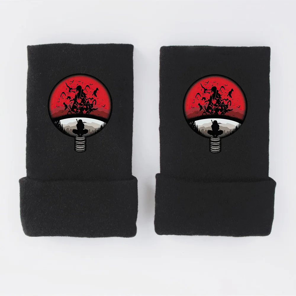 Горячая аниме ниндзя половина пальца перчатка Косплей Шаринган Akatsuki символ