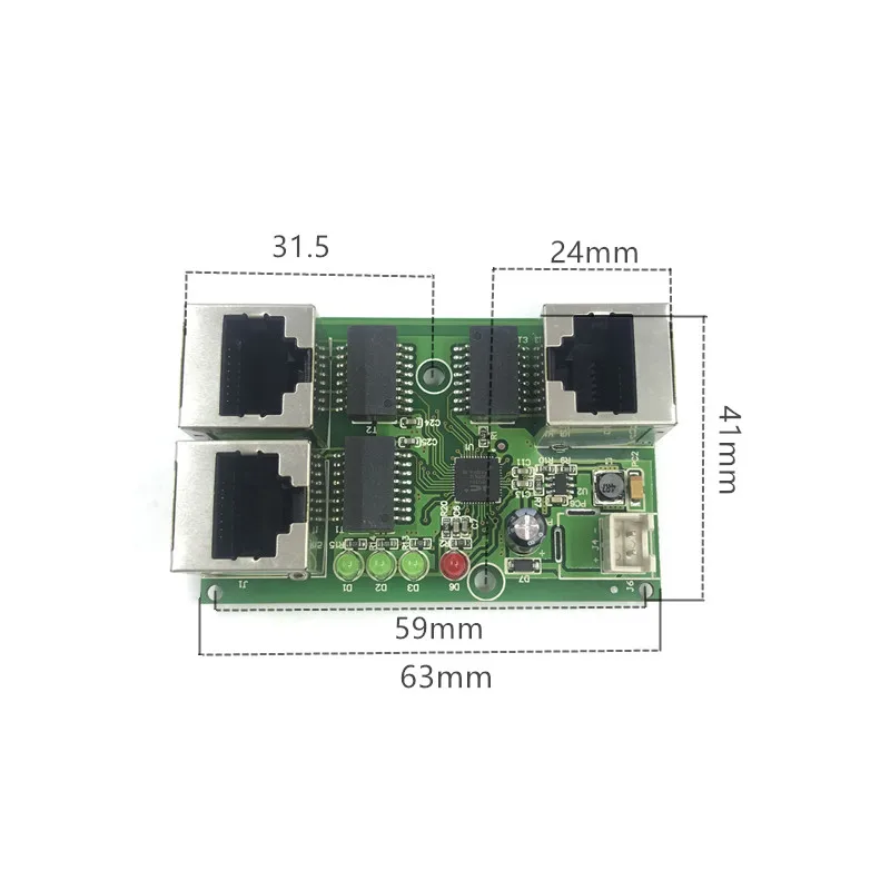 Неуправляемый 3/5 Порты и разъёмы 10/100 м Промышленный Коммутатор Ethernet модуль PCBA