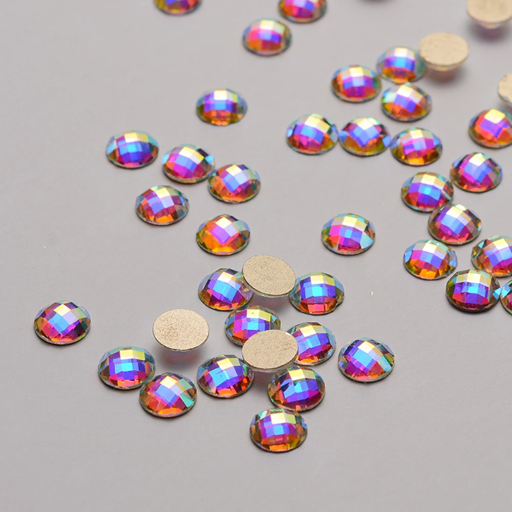 Round-8mm 30pcs Golden Back AB Color Flatbacks No-Hotfix Rhinestones CRYSTAL Nail Art Crystal Flat Back Rhinestones For Nails - Цвет: Round-8mm