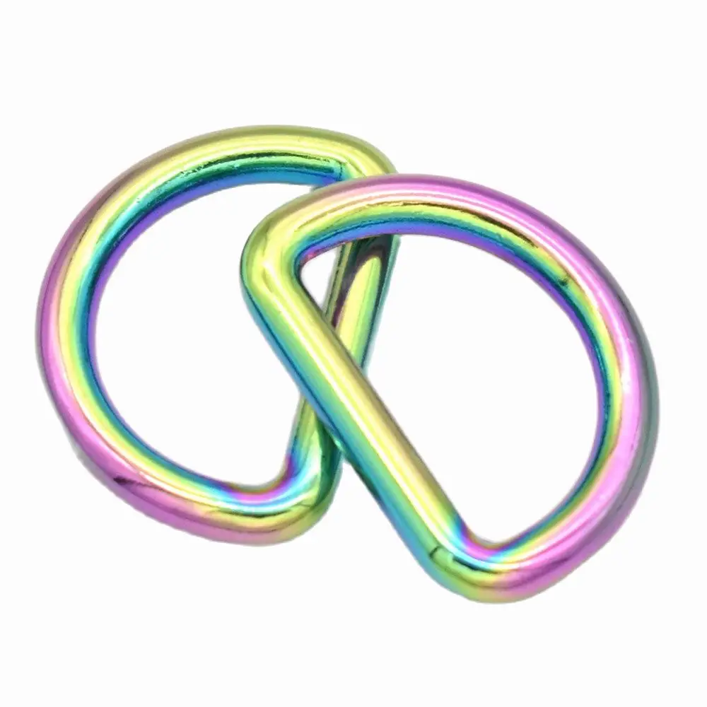 

Rainbow D Rings Buckles Belt Webbing Buckles Zinc Alloy Adjuster Rings Non-welded D Buckles Slider Leather Craft 6PCS 20mm