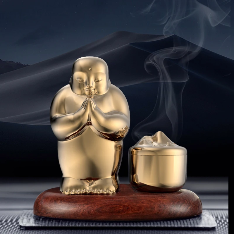 Luxury Buddha Unique Design Car Fragrance High Quality Metal + Wood Auto Car Air freshener Good Smell Car Perfume Business Gift