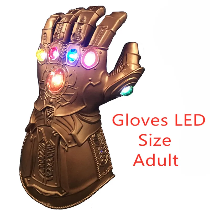 adult LED size Косплей светодиодный перчатка Таноса Endgame Gauntlet светодиодный светильник Endgame перчатка ПВХ фигурка модель подарок на Хэллоуин - Цвет: adult LED size