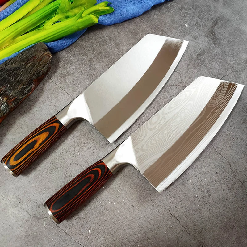 

MHNTLOS 8 Inch Traditional Hand Forged Kitchen Knife Hammer Stainless Steel Chef Chopping Knife Kitchen Meat Cleaver Vegetable