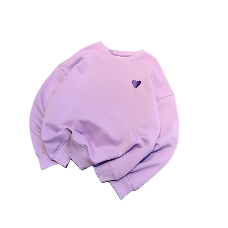 

2021 Casual Heart Embroidered Sweatshirts Women Korean Style O-Neck Oversized Sweatshirt Harajuku Long Sleeve Pullovers Femme