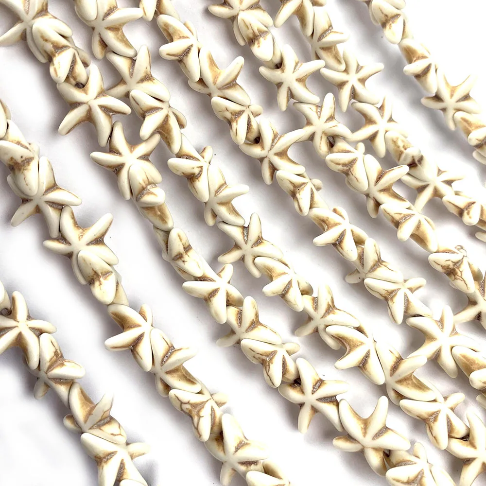 

37pcs Natural Stone Beads Starfish Shape White Turquoises Beads for Jewelry Making DIY Bracelet Necklace Accessories Size 14mm