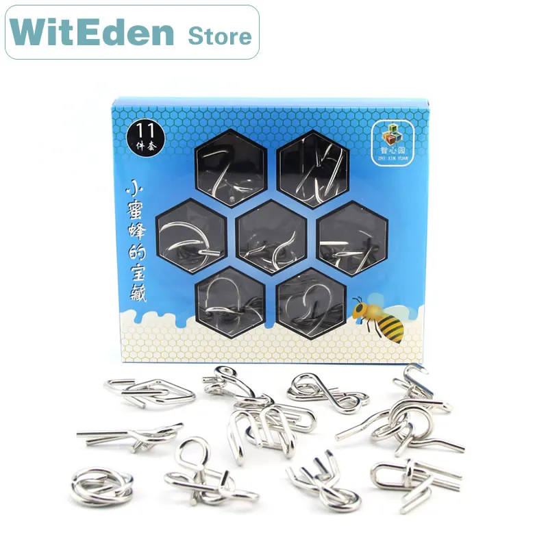 

Пазлы 3D с металлической проволокой, 11 шт./компл., классический узел, интеллектуальная Пряжка, соединяющийся мозговик, антистресс, развивающи...