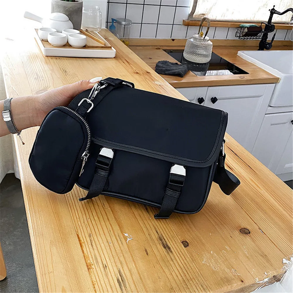 

2021 fashion trend multiple colors 22cm small school bag men black nylon square shoulder bag messenger bag