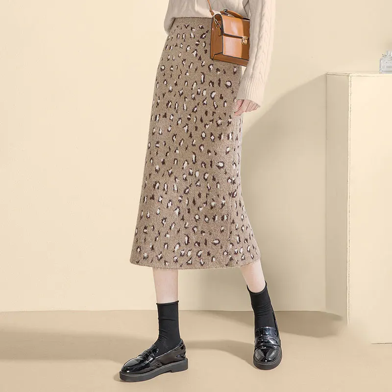 

Осенне-зимняя облегающая Плотная юбка-свитер для женщин 2021 длинная юбка-карандаш хорошего качества женская элегантная вязаная юбка