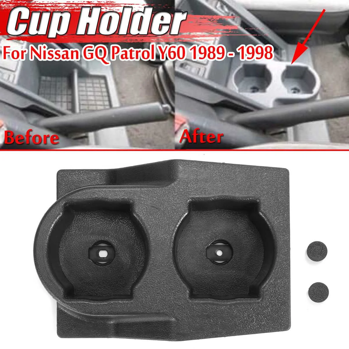 

New Black Car Center Console Cup Holder Cup Drink Holder Stand Outer Cover Cup Holder Insert For Nissan GQ Patrol Y60 1989-1998