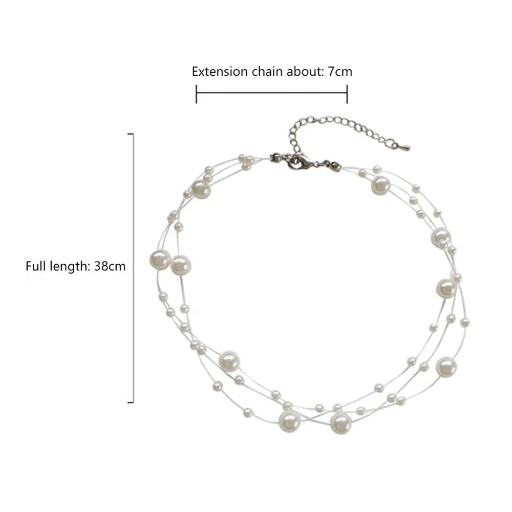 

Elegance Multilayer White Natural Baroque Pearl Chokers Necklace for Women Simple Style Handmade DIY Wedding Party Jewelry gift