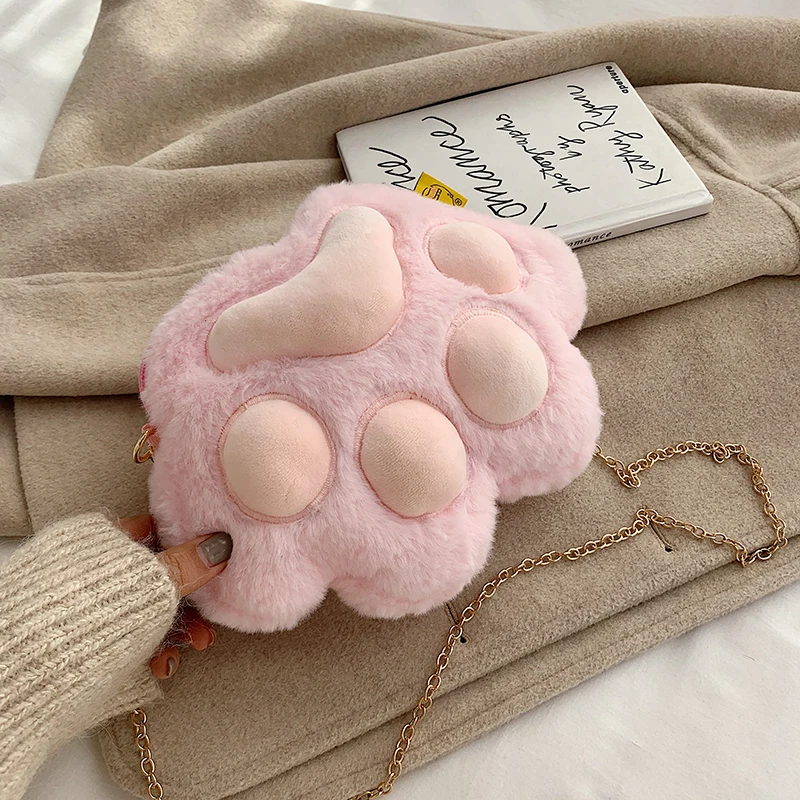 Женская сумка на плечо Bear paw пушистая женская сумка-мессенджер из искусственного