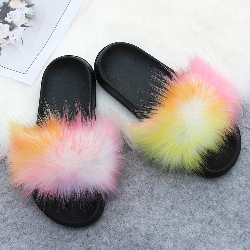 Элегантные меховые Тапочки с искусственным мехом женская обувь цвет черный