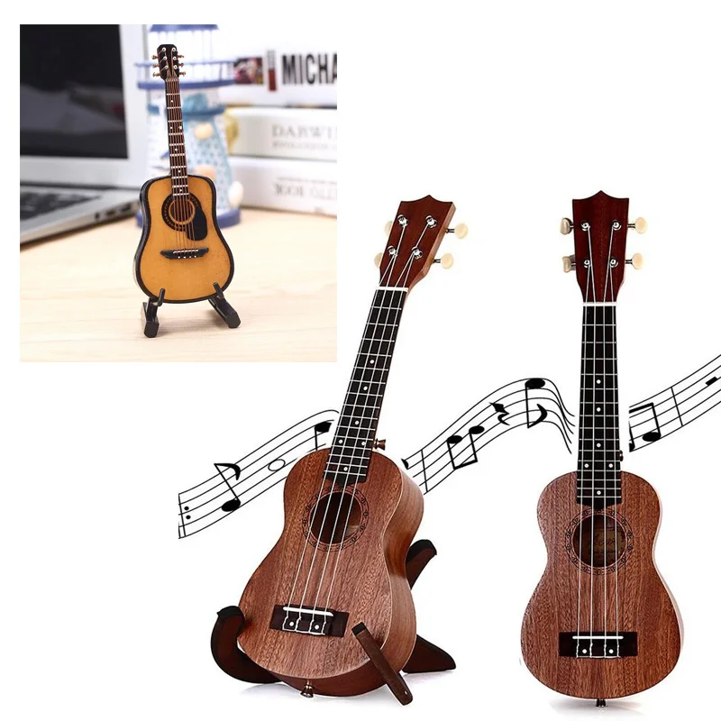 Гитара модель настольный декор офисный орнамент деревянный 3 цвета мини