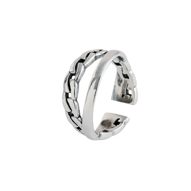 

Letter Good Luck Double Layer Sterling Silver Rings For Women Fashion Jewelry WomenRetro Geometric Smile Rings Wholesale