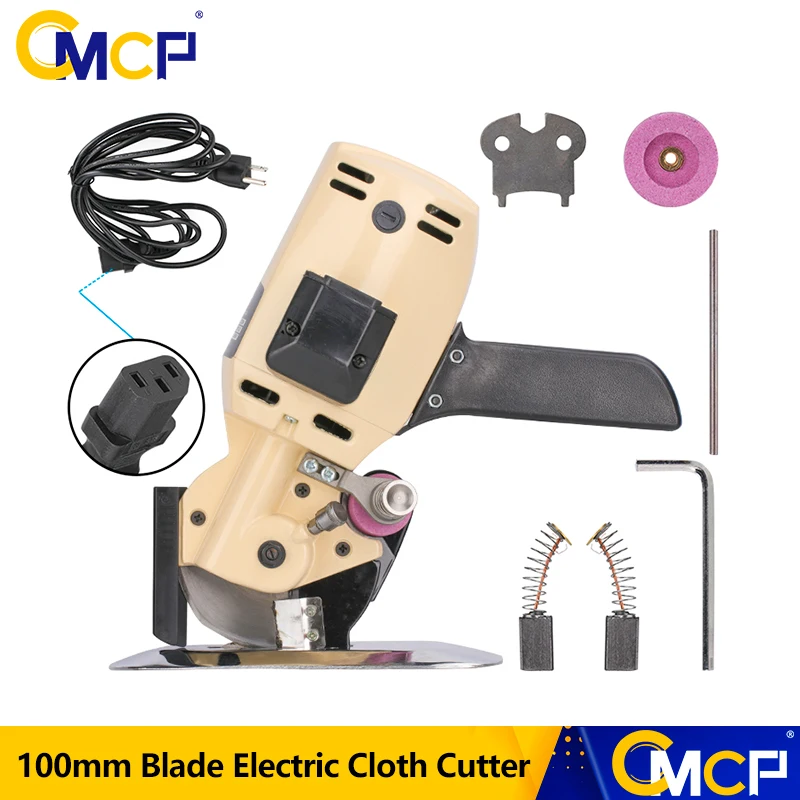 CMCP Electric Cloth Cutter 100mm 4Inch Blade Fabric Leather Electric Scissors Cutting Machine Round Knife Cutting Machine