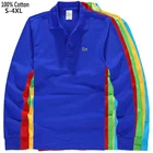 Рубашка-поло мужская с длинным рукавом, Повседневная брендовая тенниска с вышивкой, лацканами, S-4XL, 100% хлопок, осень