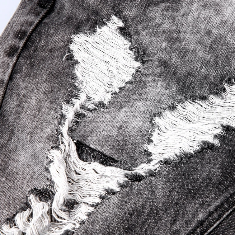 Винтажные Черные Серые потертые облегающие джинсы рваные короткие брюки Летние