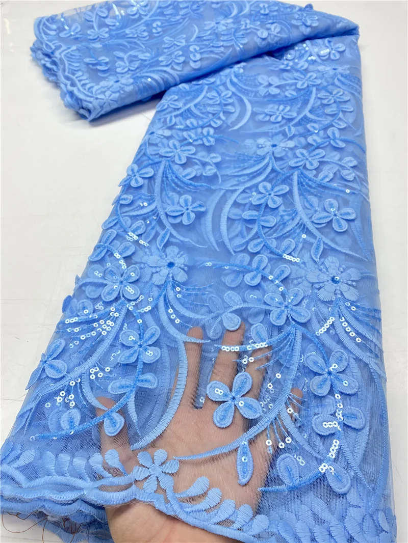 

PGC Nigerian Lace Fabrics 2021 High Quality Milk Slik Lace African Guipure Lace Fabric With Sequins For Wedding Sewing YA3844B-6