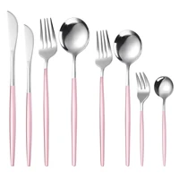 8pcs gold cutlery set mirror dinnenrware set stainless steel flatware dessert knife fork spoon teaspoon for home dishwasher safe