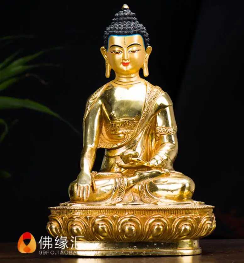 

Большая оптовая продажа буддистских принадлежностей буддизм Тайланд индийская защита семьи святая сакамуни позолоченная Будда медная хор...