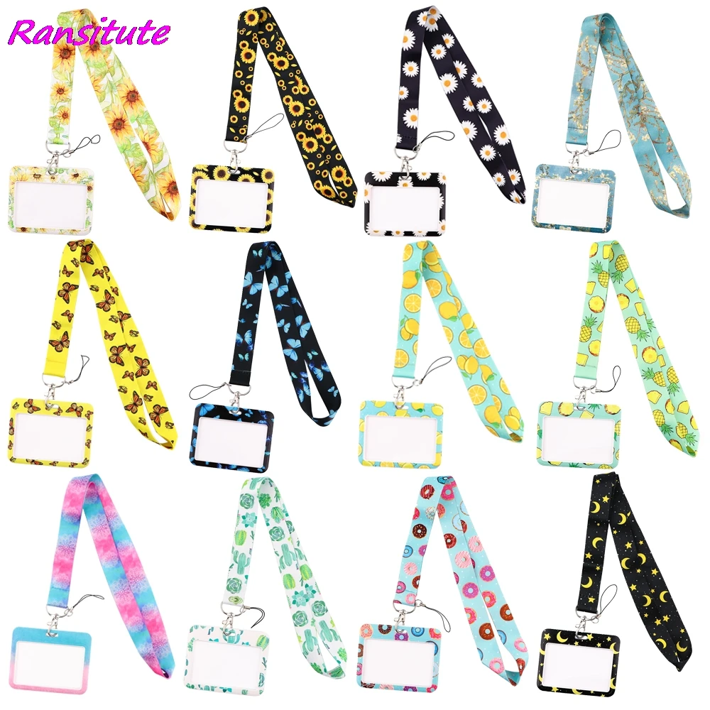

Ransitute R1994 Donut Daisy Lemon Lanyard Horizontal Direction ID Badge Holder Gym Phone Strap USB Badge Holder DIY Hang Rope