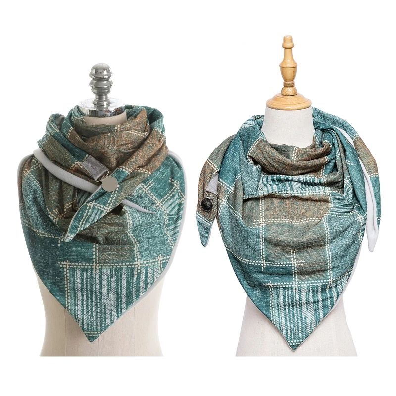 

Contrast Color Plaid Triangle Scarf with Clip Neck Warmer Blanket Shawl Wrap