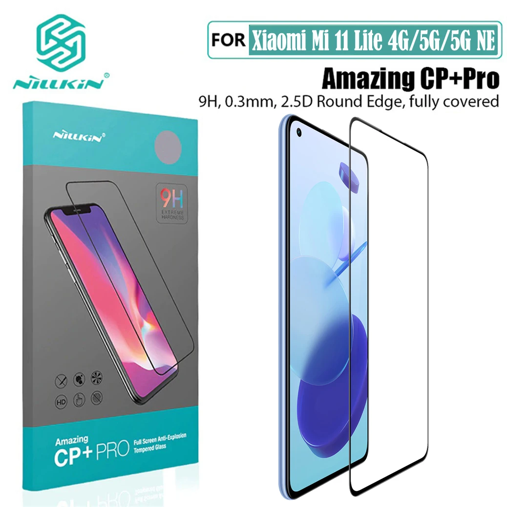 Для Xiaomi Mi 11 Lite 4G 5G NE закаленное стекло с полным клеем Nillkin CP + PRO противовзрывная