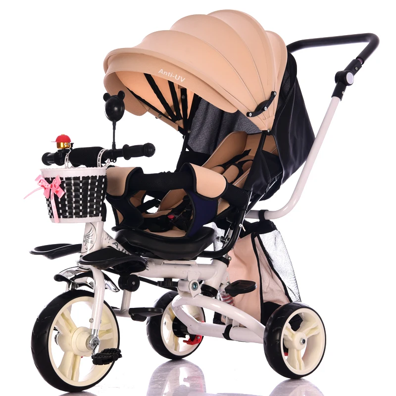 Легкий складной детский трехколесный велосипед коляска для