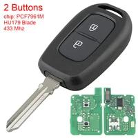 433mhz 2 buttons car remote key with pcf7961m chip and hu179 blade auto car key fit for renault symbol trafic dacia duster logan
