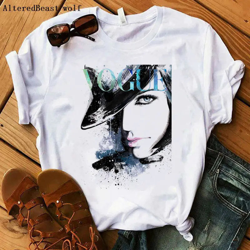 

Vogue t shirt print women fashion t shirt summer women casual funny tops tee shirt femme clothes short sleeve o neck tops tee