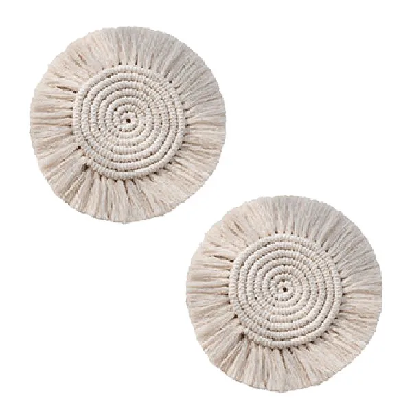 3Pcs 18Cm Round Cotton Coasters Insulation Coffee Pad Placemat Non-Slip Handmade Macrame Cup Cushion Mat For Table |