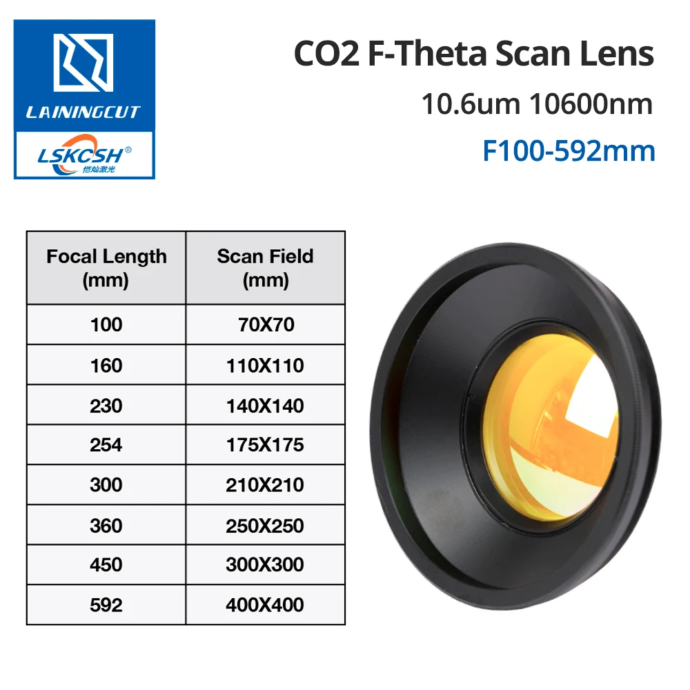 Объектив для сканирования Co2 F-theta полевой объектив 10 6 мкм 10600 нм 50x50-600x600