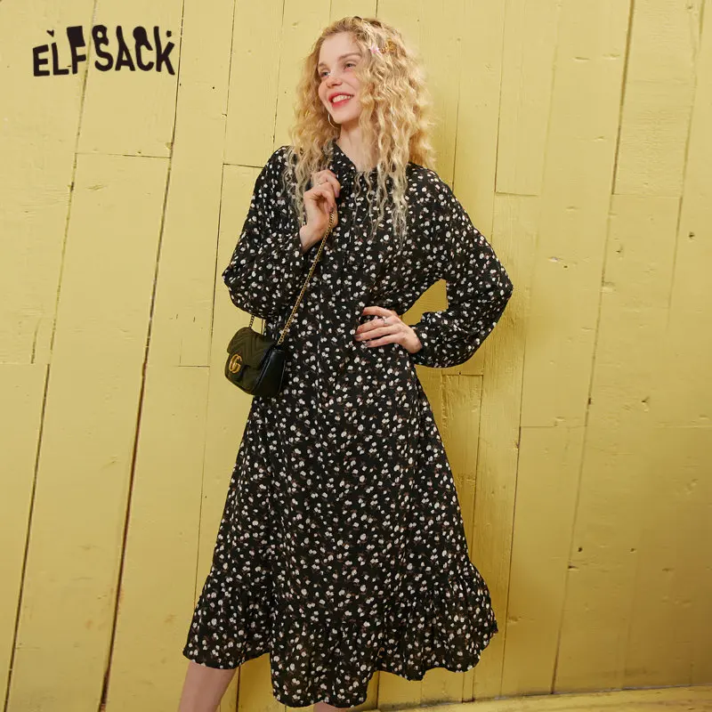 Женское шифоновое платье ELFSACK Повседневное в стиле бохо с цветочным принтом и