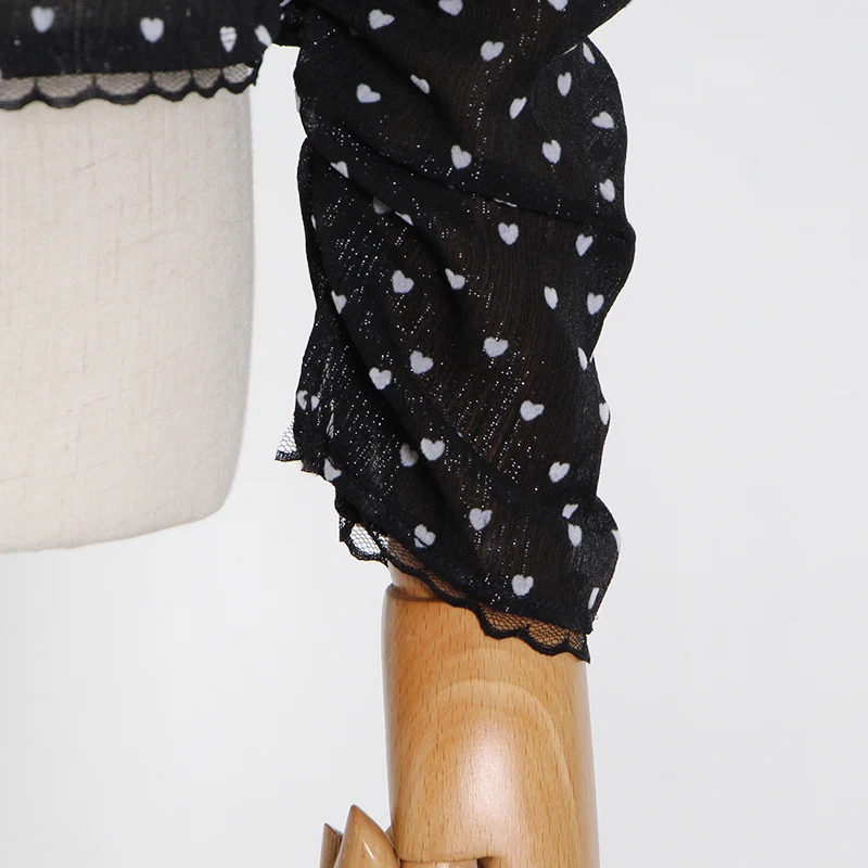 

TWOTWINSTYLE Print Dot Shirt For Women Stand Collar Puff Long Sleeve Casual Blouse Female Spring Fashion New Clothing 2021 Tide