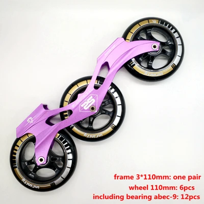 Скорость коньки кадр 3x110 с колесами - Цвет: purple frame n wheel
