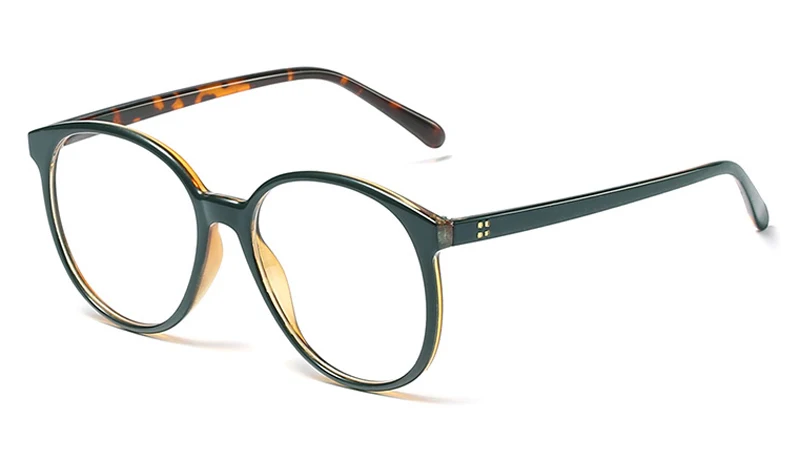 green with clear Peekaboo, большие круглые очки, оправа для женщин, Ретро стиль, заклепки, украшение, негабаритные, мужские очки, оптические прозрачные линзы, черный, Леопардовый, синий - Цвет оправы: green with clear
